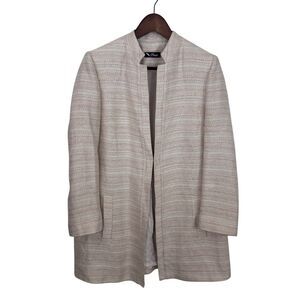 Poeta Pink White Striped Tweed Business Career Blazer Jacket Women’s Large